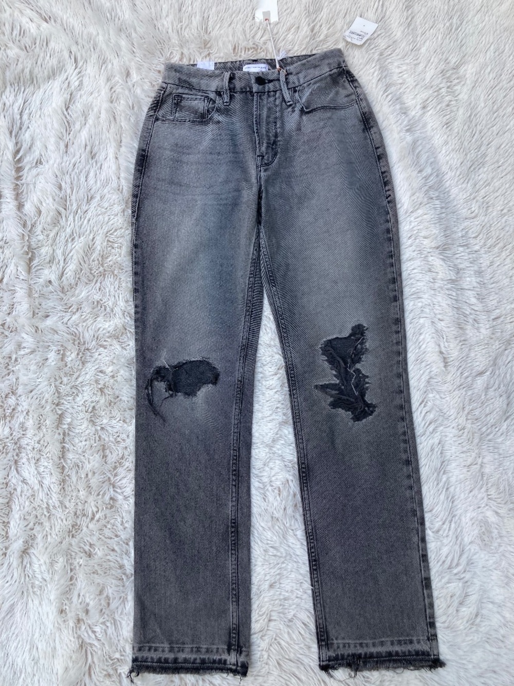 NWT Good American Distressed Black Jeans Womens Size 0/25